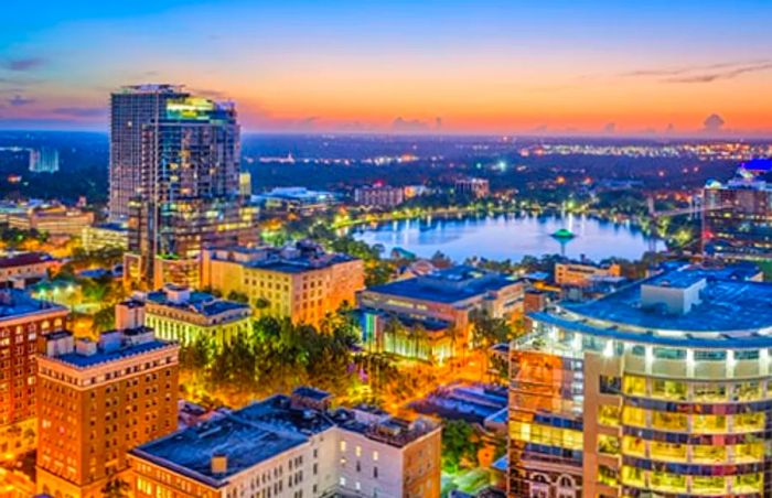 Orlando skyline at sunset