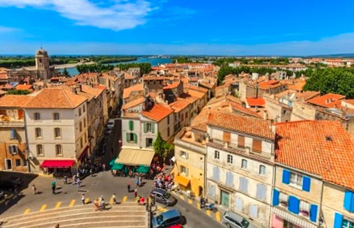 A panoramic view of the town of Arles in France