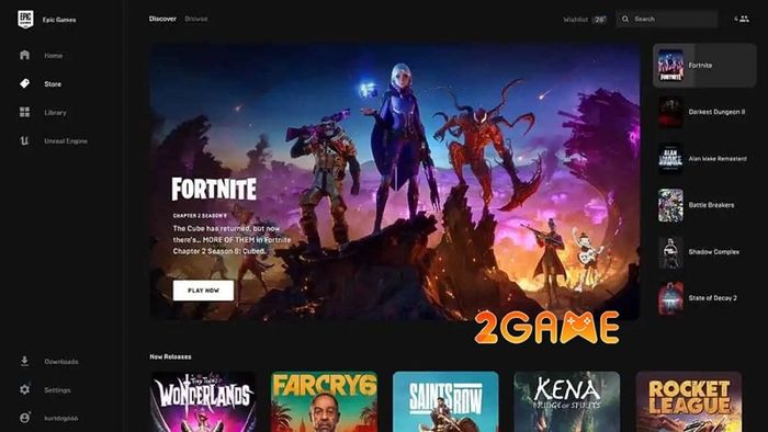 Giao diện của Epic Games Store