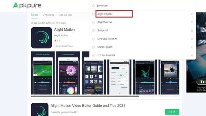 Bước 2: Tải file APK Alight Motion Pro