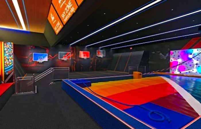 the interior of Sky Zone on Dinogo Panorama