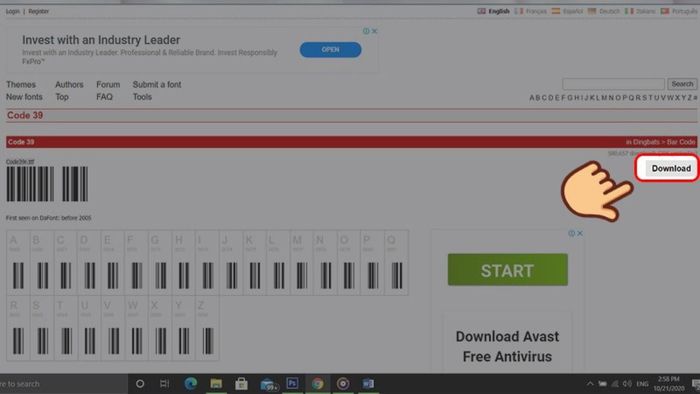 Hướng dẫn tạo barcode bằng font chữ trong Excel bước 1