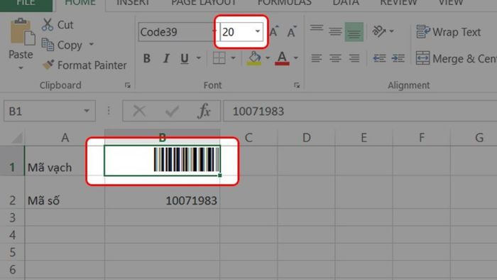 Hướng dẫn tạo barcode bằng font chữ trong Excel bước 5