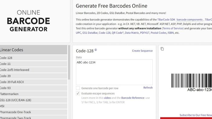 Hướng dẫn tạo mã vạch miễn phí với công cụ 3 - Bước 1
