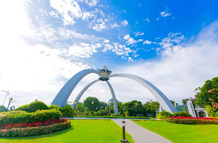 A stunning iconic landmark in Johor and a new tourist attraction, the entrance to Sultan Ibrahim Palace of Johor.