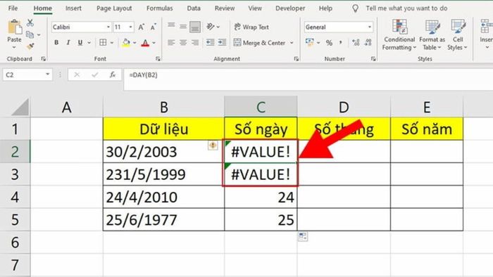 cách tách ngày tháng năm trong excel không dùng hàm