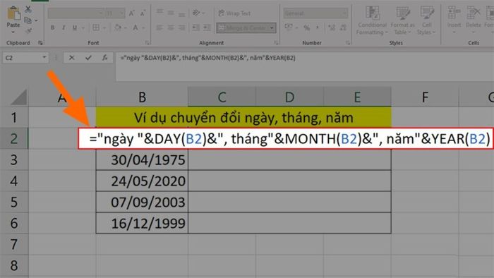 hàm tách ngày tháng năm trong Excel