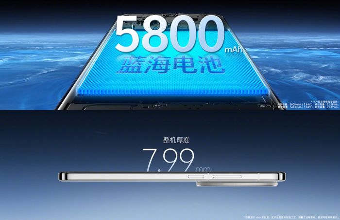 vivo X200 sở hữu pin dung lượng lớn, thân máy lại rất mỏng nhẹ.