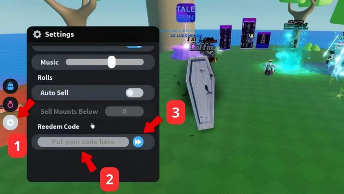 Hướng dẫn nhập mã code Mount RNG Roblox