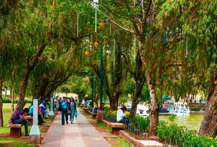 Burnham Park Reservation, Baguio, Philippines featuring people and lush greenery