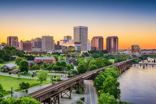 The skyline of downtown Richmond, Virginia, USA.