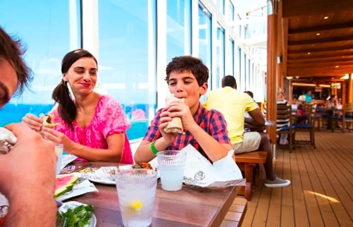 a family dining at Blue Iguana Cantina