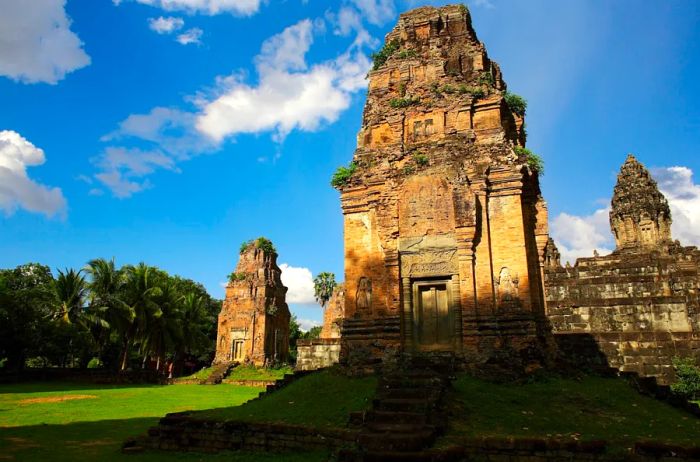 Ancient temples surrounded by lush jungle