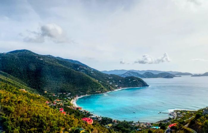 Aerial view of the island bay