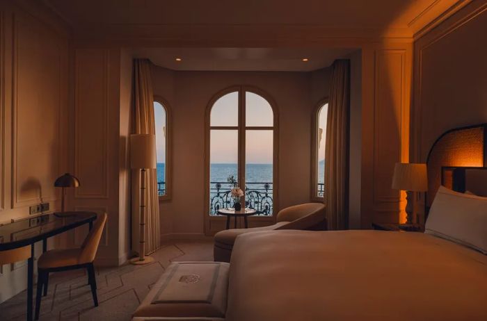 Interior of a guest room with a sea view