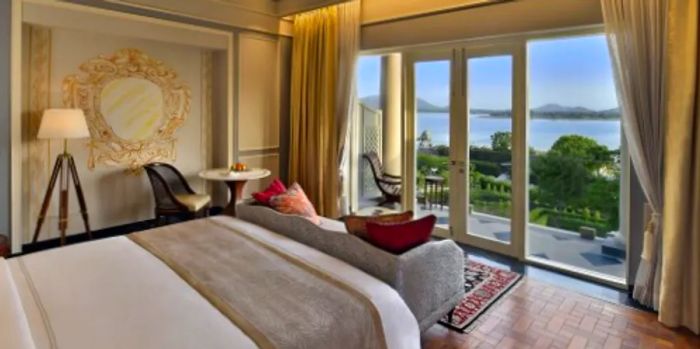 Be sure to request a room with a lake view at the Raffles Udaipur.