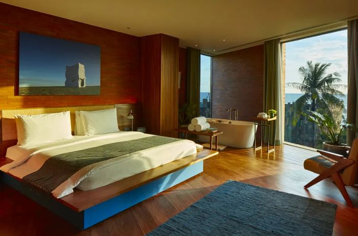 The Potato Head Suites, with their wooden floors, offer stunning ocean views.