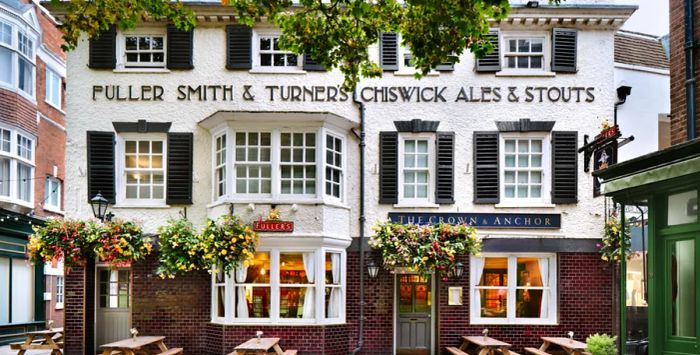 Exterior view of the Crown & Anchor Pub