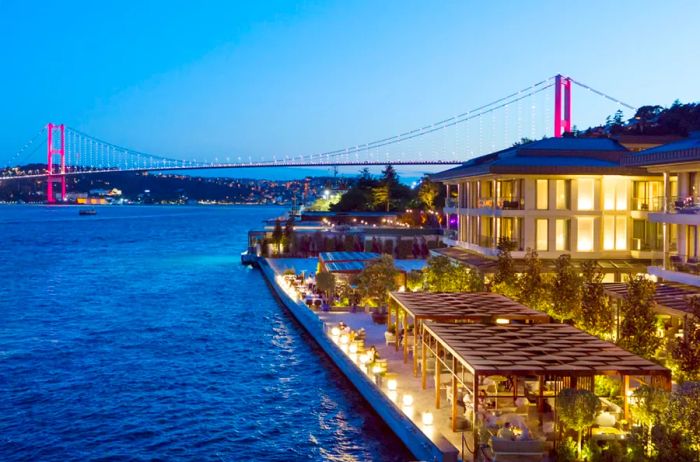 The Mandarin Oriental Bosphorus offers breathtaking views of the strait.