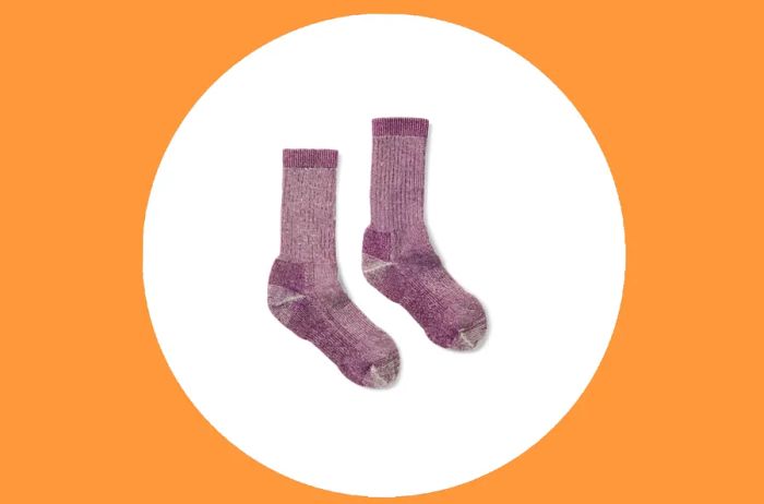 A pair of burgundy socks