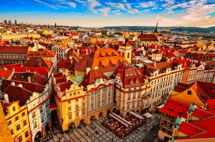 Aerial view of Old Town Square in Prague