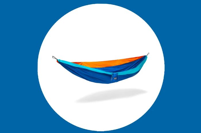 ENO DoubleNest Hammock in blue, turquoise, and orange