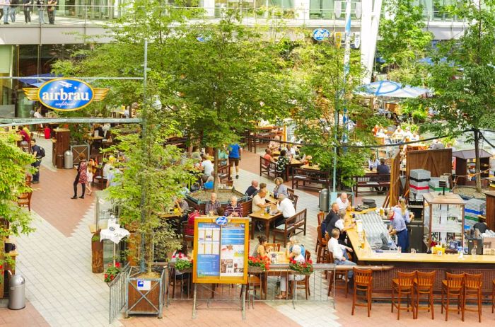 The Airbräu Biergarten located at Munich Airport