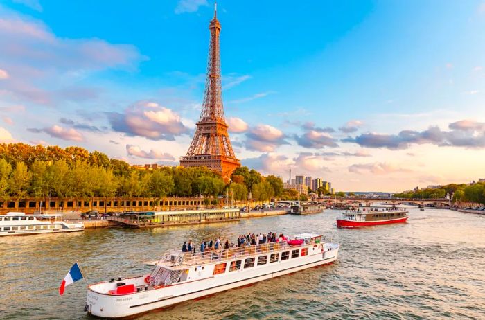 A view of the Eiffel Tower from the Seine River