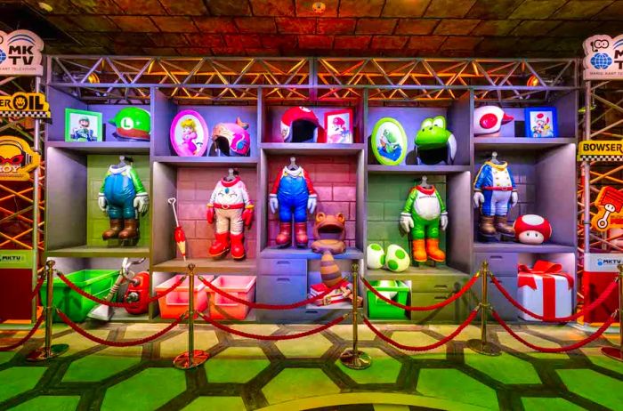 The Mario Kart: Bowser's Challenge attractions at Super Nintendo World Hollywood.