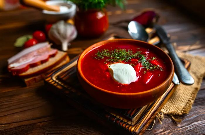 Bowl of Ukrainian borscht