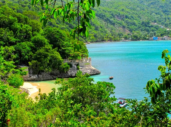 Labadee, a cruise destination in Haiti, boasts a coastline adorned with lush greenery and crystal-clear waters.