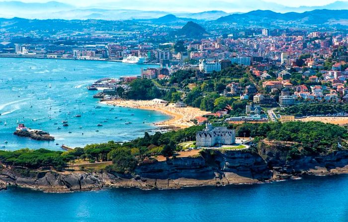 Aerial view of Santander Bay and the Magdalena Peninsula. (Photo by Manuel Alvarez/Getty Images)