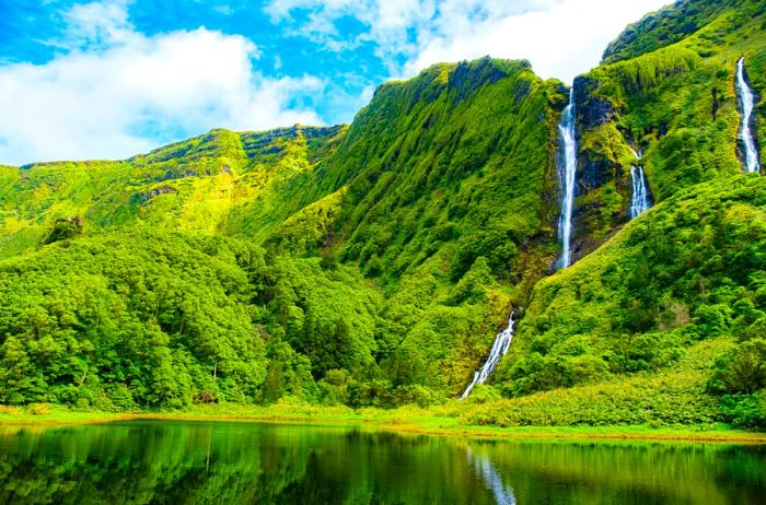 Poço da Ribeira do Ferreiro, also referred to as Poço das Alagoinhas, located on Flores Island in the Azores, Portugal