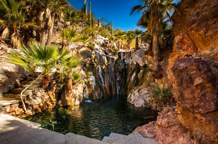 The highest natural spring pool at Castle Hot Springs in Arizona