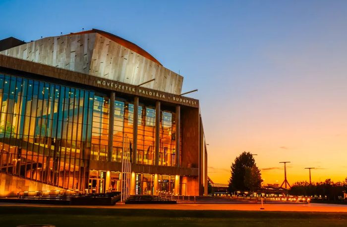 An exterior view of MÜPA in Hungary, previously known as the Palace of Arts until 2015