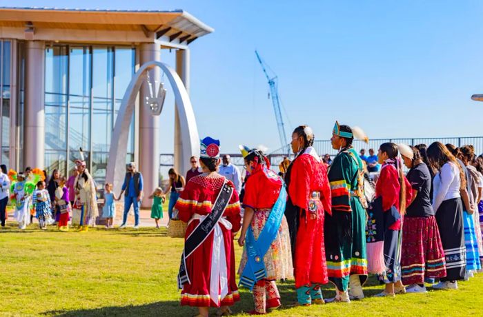 Outdoor celebration of Indigenous Peoples Day at the First Americans Museum