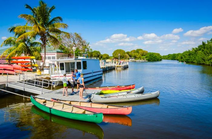 Boats floating on the waters of Biscayne National Park