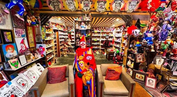 The Nevada Clown Motel boasts a collection of over 3,000 clown dolls, posters, artworks, and various quirky items.