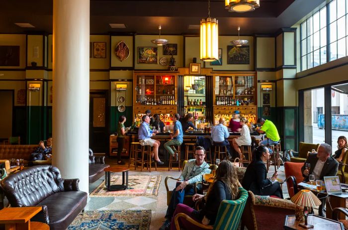 The lobby bar at the Ace Hotel New Orleans