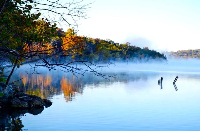 Morning fog on Table Rock Lake, Missouri