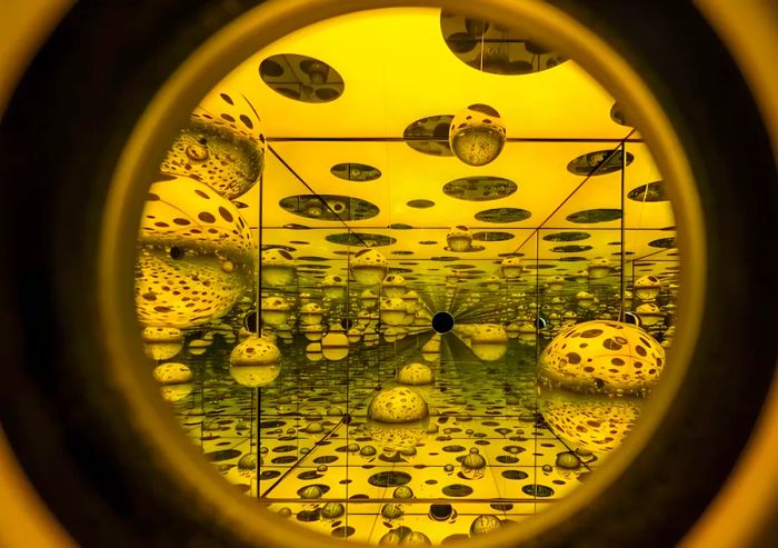 A pinhole glimpse of Dots Obsession by Yayoi Kusama