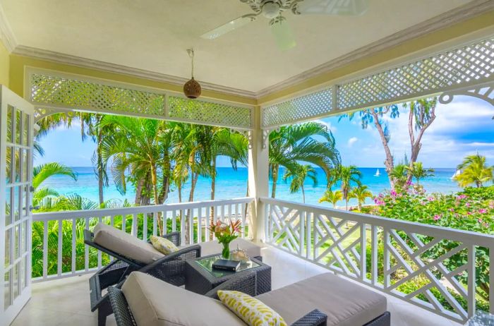 Verandah view from a guest room at Coral Reef Club