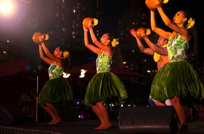 Tihati Productions hosts a lūʻau at the Royal Hawaiian twice each week.