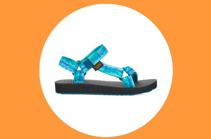 Side View of a Blue Teva Original Sandal for Kids