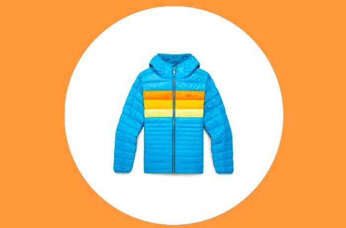 Cotopaxi Fuego Jacket for Women in Blue with Orange Accents