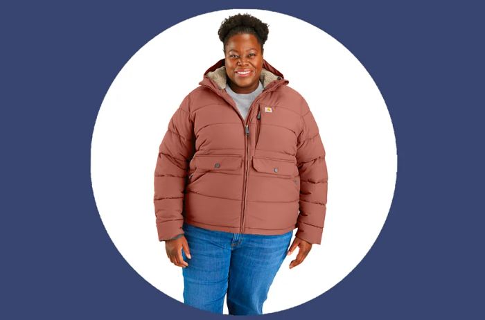 Woman modeling the Carhartt Montana Relaxed Fit Insulated Jacket