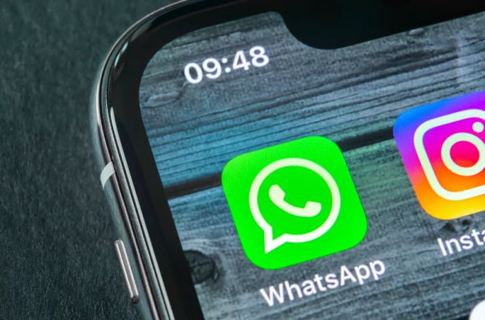 Phone screen displaying app icons for WhatsApp and Instagram