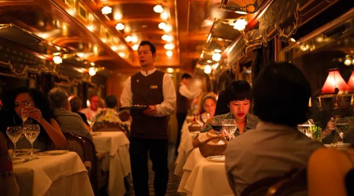 Dining aboard the train