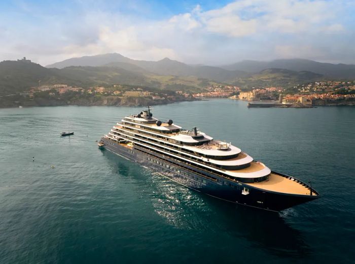 The exterior of the Ritz-Carlton Yacht Collection's super-yacht, 