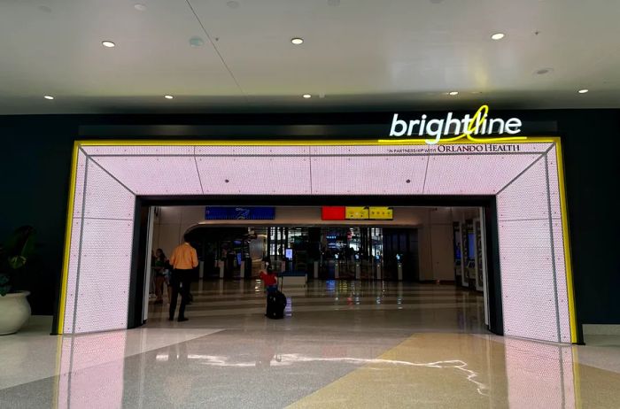 Entrance to Brightline's Orlando station